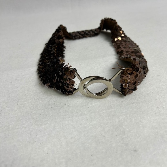 Unbranded Accessories - Glamcore Women OS Bronze Brown Sequin Interlocking Clasp Waist Belt